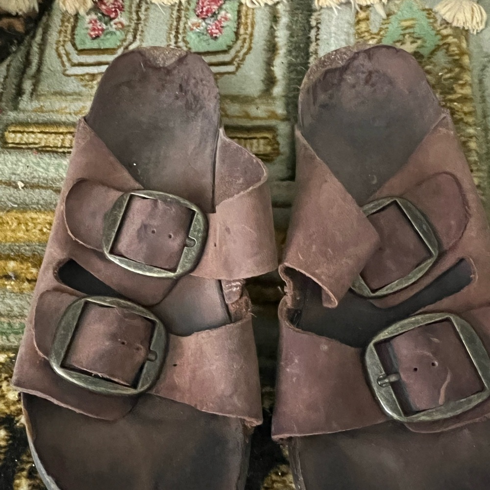 Brown Double Buckle Sandals